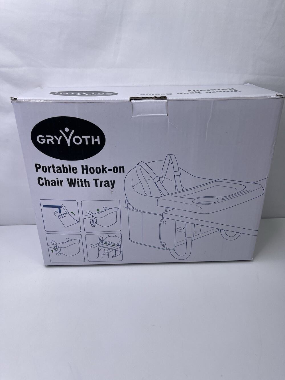 Gryvoth Hook On High Chair Portable Foldable Travel Baby Feeding Seat with Tray